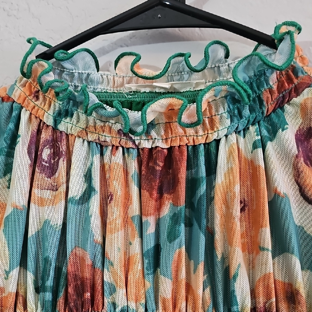 Promesa Floral Smocked Blouse With Ruffling Multicolor Womens Medium - Picture 4 of 7